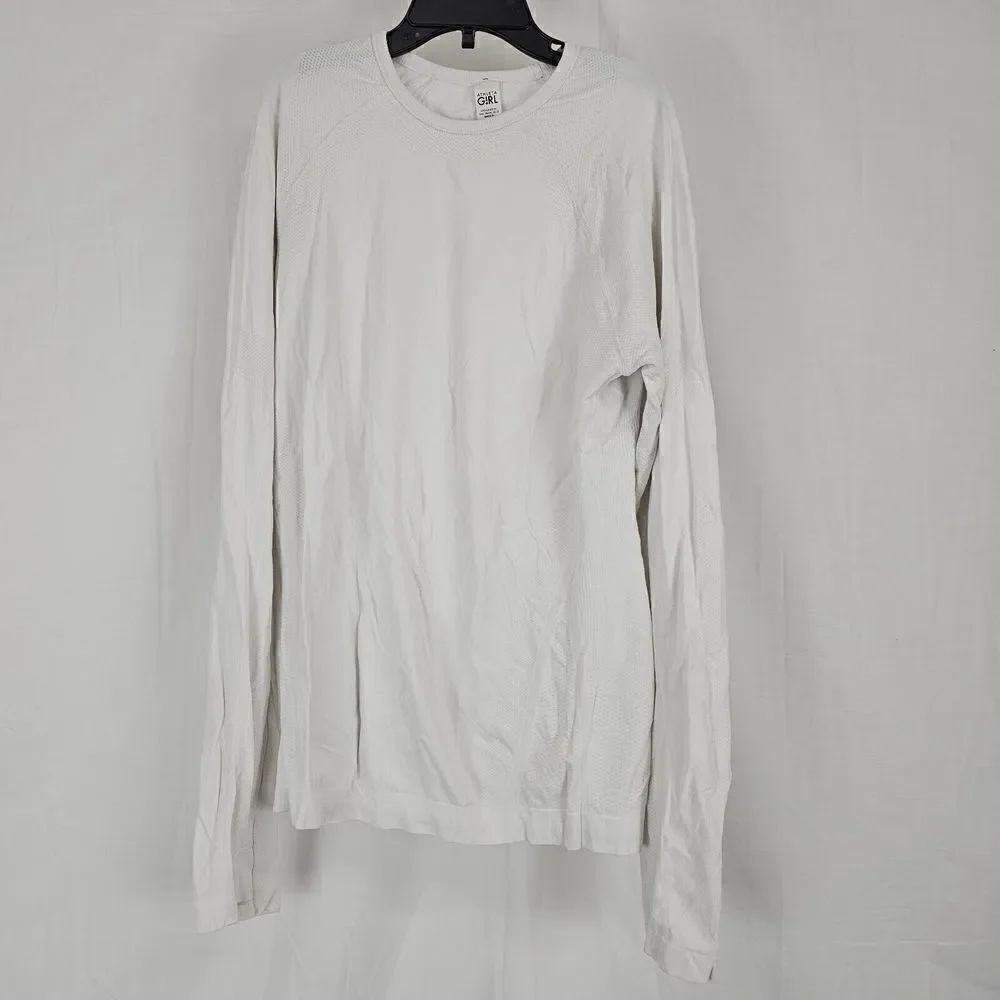 Athleta Girl Power Up Seamless Long Sleeve Top White Top Size 14